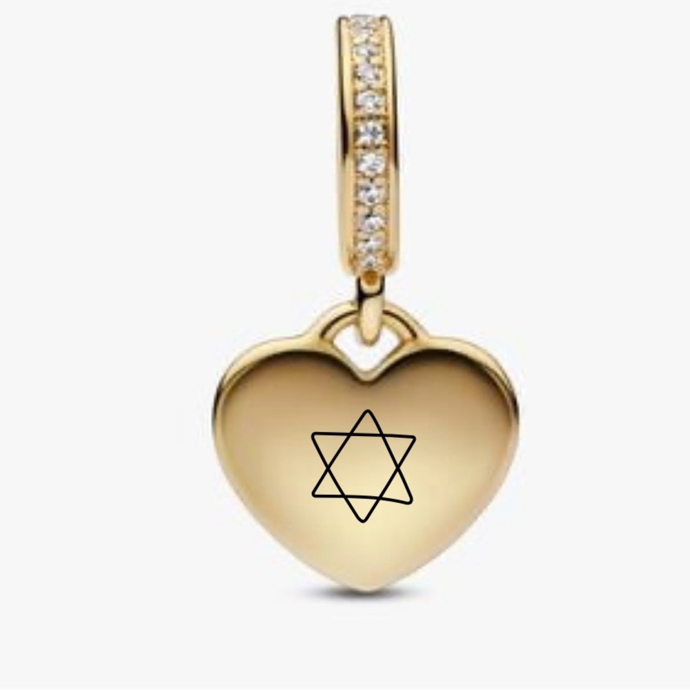 Engravable Heart Tag Dangle Charm pandora (star of david)